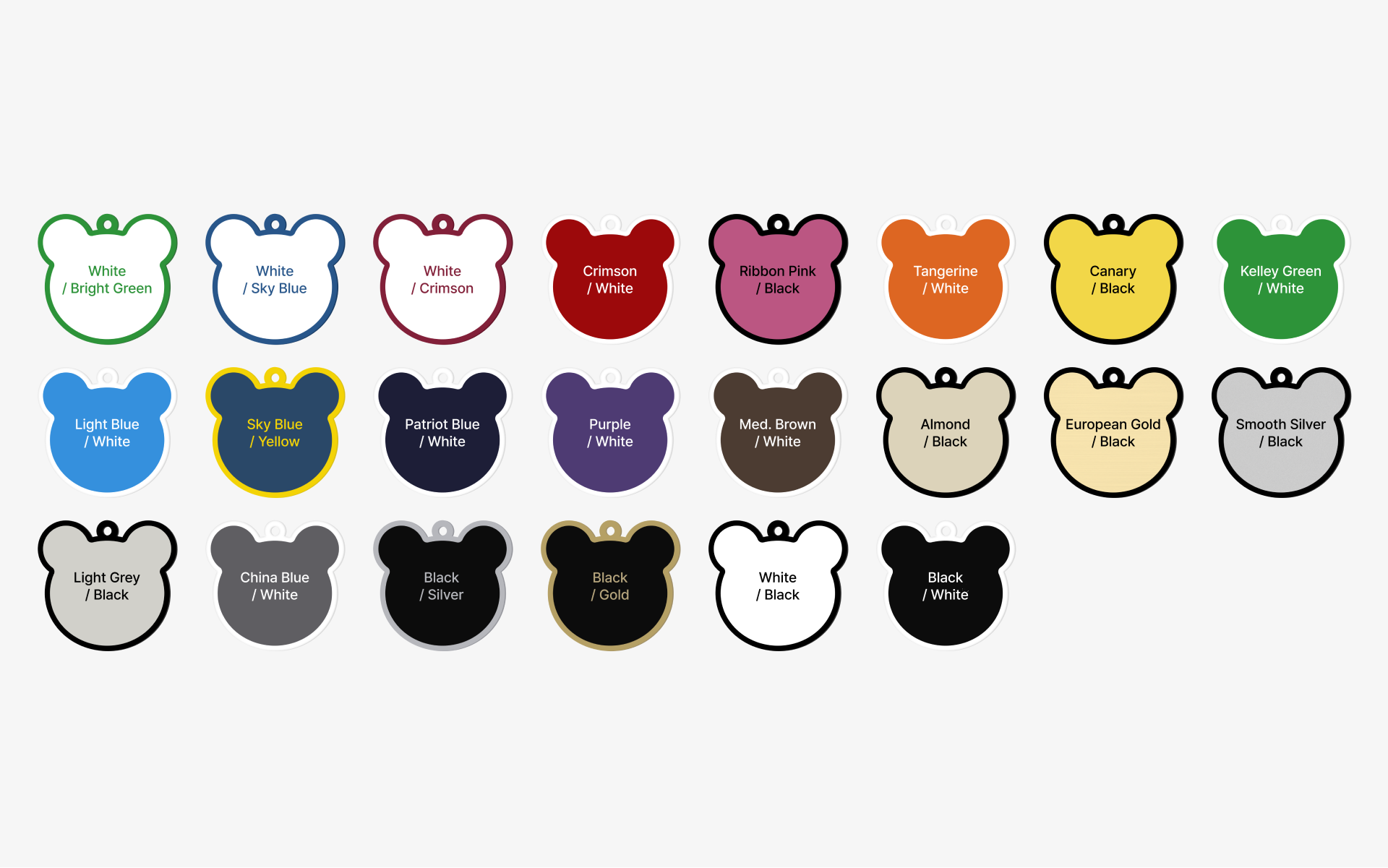강아지 인식표 키링 (곰돌이)-반려동물을 위한 특별한 인식표 키링입니다. 동글동글한 곰돌이 실루엣으로 따뜻하고 귀여운 분위기를 살린 감성 키링. 투톤 컬러와 정교한 각인으로 반려동물의 이름과 개성을 감각적으로 표현할 수 있어요. 이름표, 인식표, 네임택 모두 활용 가능하며 커스텀 제작 상품, 마플