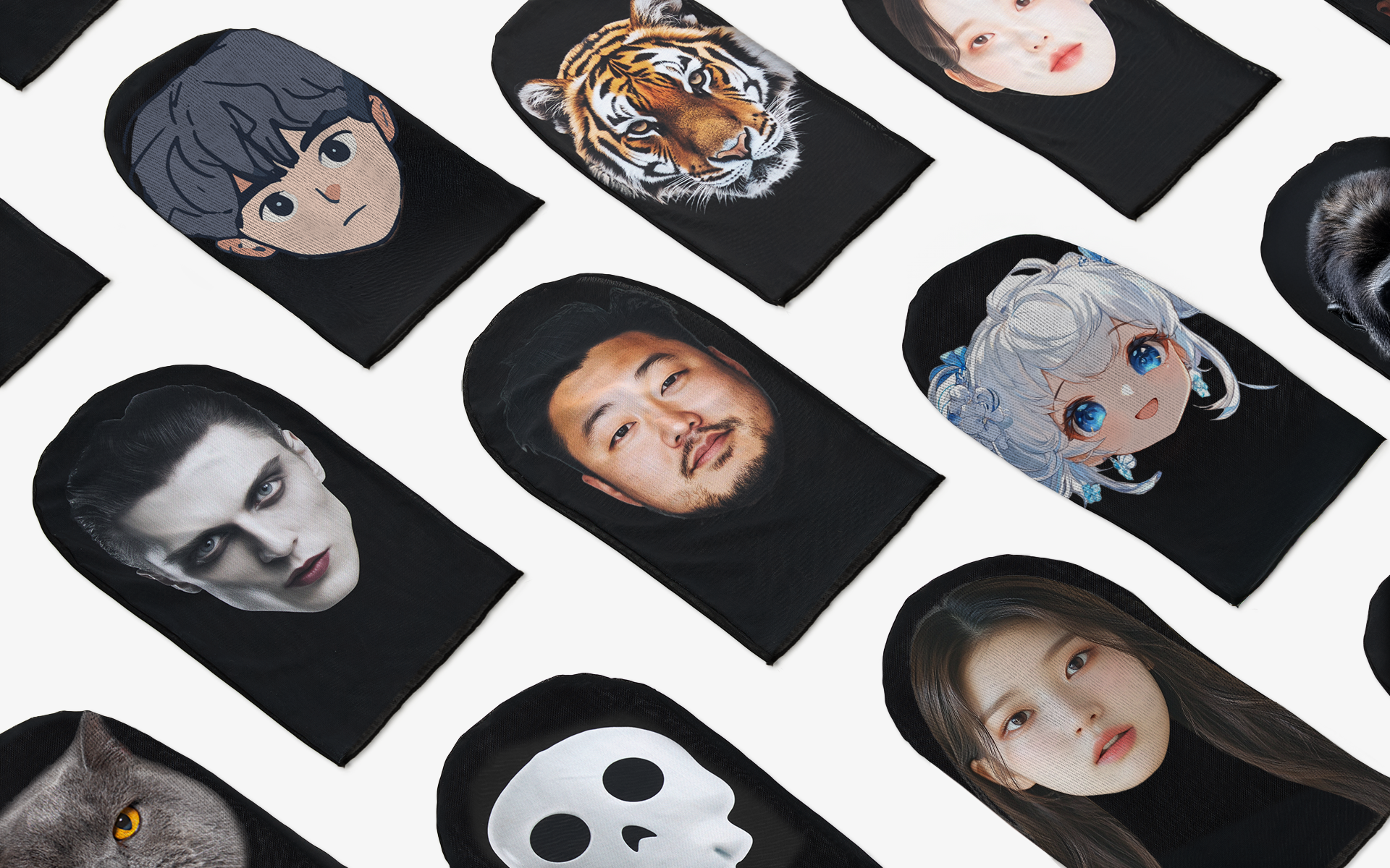 축제·MT·졸업식 등 다양한 행사에서 활용 가능한 커스텀 복면 마스크 제작, 얼굴·동물·캐릭터를 넣어 분위기를 살리는 아이템