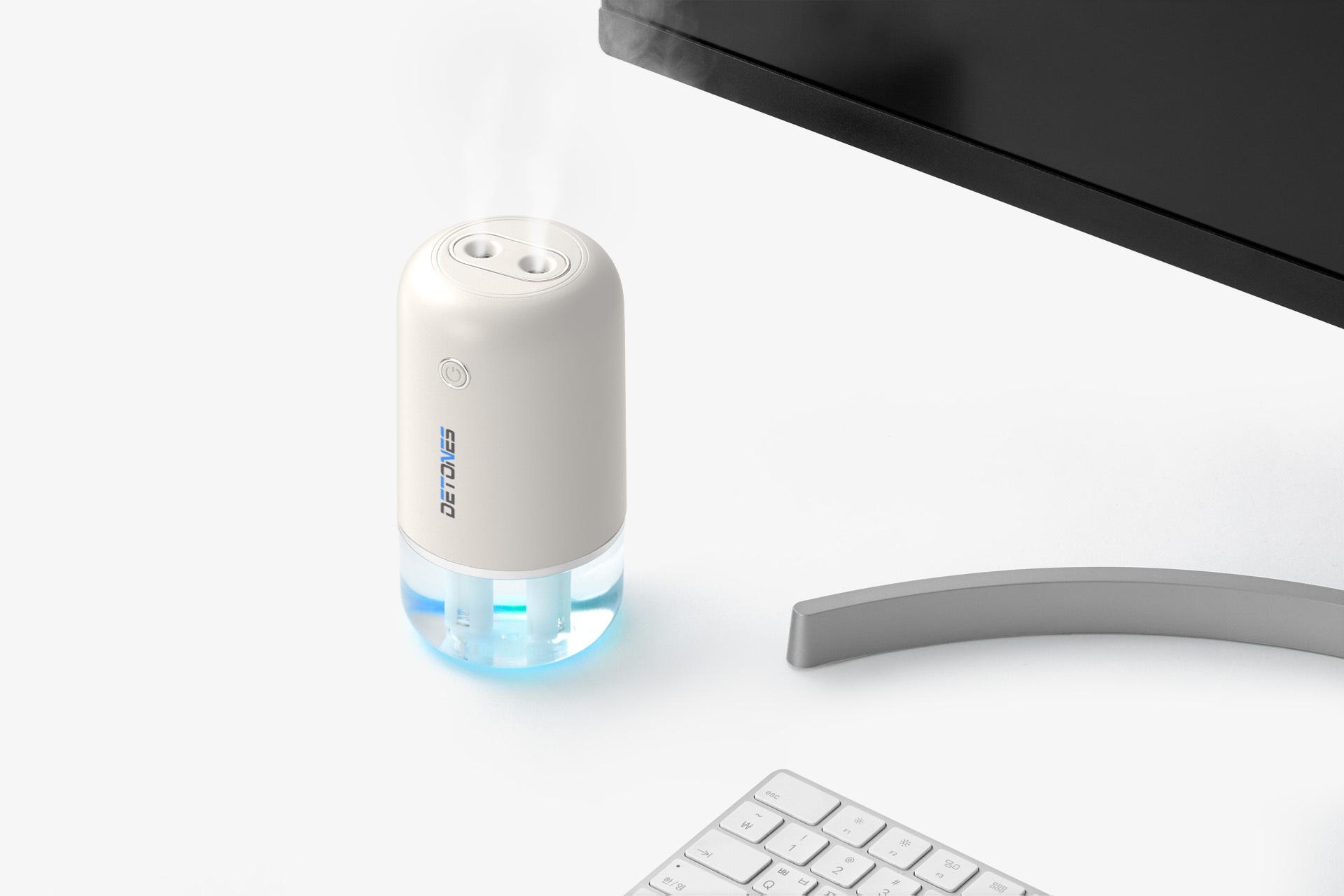 듀얼플로우 무드등 무선 가습기 커스텀 제작 다양한 분사 모드와 풀컬러 전사 인쇄로 홍보용 단체 선물로 적합한 가습기