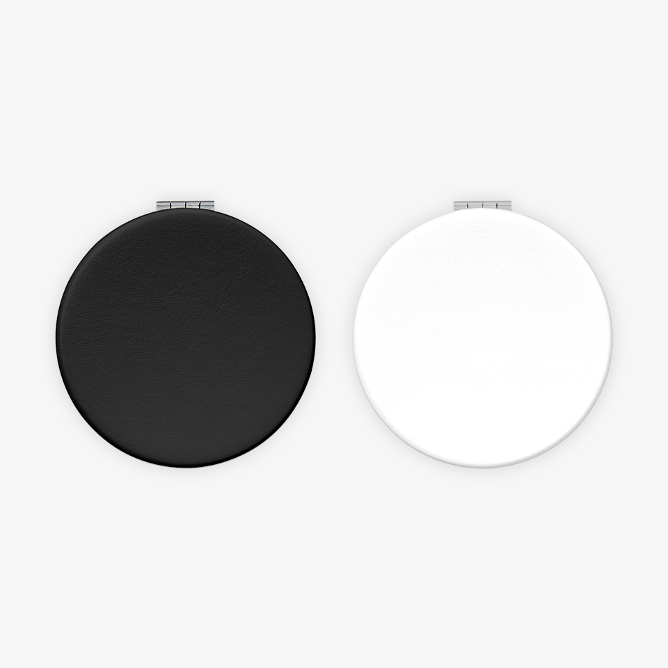 휴대용 손거울 (원형 7.2cm)-한 손에 들어오는 컴팩트한 크기의 원형 손거울입니다. 콤팩트한 7.2cm 원형 손거울. 고급스러운 가죽 질감과 2면 배율 구조, 커스텀 제작 인쇄 가능! 웰컴키트·브랜드 굿즈·개인 소장용으로 인기. 커스텀 제작 상품, 마플