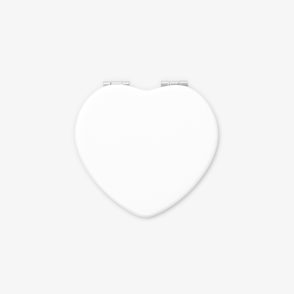 휴대용 손거울 (하트)-한 손에 들어오는 컴팩트한 크기의 하트 손거울입니다. 사랑스러운 하트 디자인의 휴대용 손거울. 부드러운 가죽 질감의 접이식 구조로 로고·문구 등 커스텀 제작 인쇄 가능! 웰컴키트·기념품·브랜드 굿즈 제작에 추천. 커스텀 제작 상품, 마플