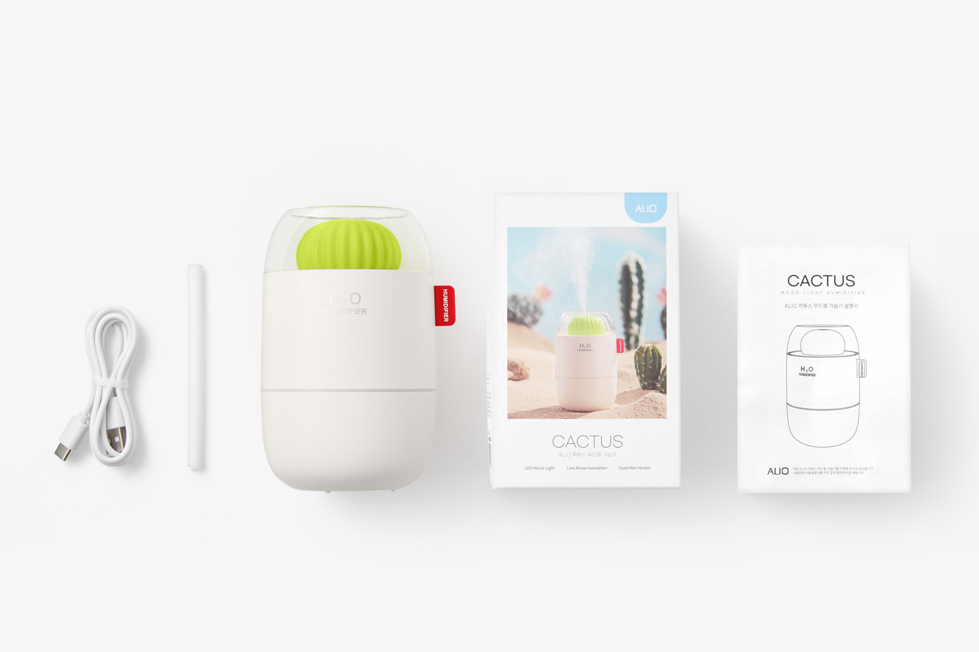 칵투스 무드등 미니 가습기-280ml 용량과 연속·간격 분사 2가지 모드로 최대 8시간 촉촉함을 유지하며, 은은한 무드등과 280ml 용량으로 데스크 위에서 부담 없이 사용할 수 있는 실속형 가습기. 연속·간격 분사로 하루 종일 쾌적함을 유지해 단체 행사나 웰컴키트, 사무용 기념품으로 활용하기 좋은 아이템. 커스텀 제작 상품, 마플