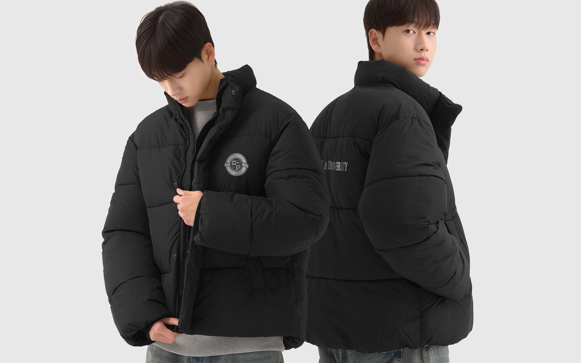 웰론 숏패딩 커스텀 제작, 팀 로고와 문구를 넣어 쌀쌀한 날씨에도 입기 좋은 맞춤 단체 아우터 디자인