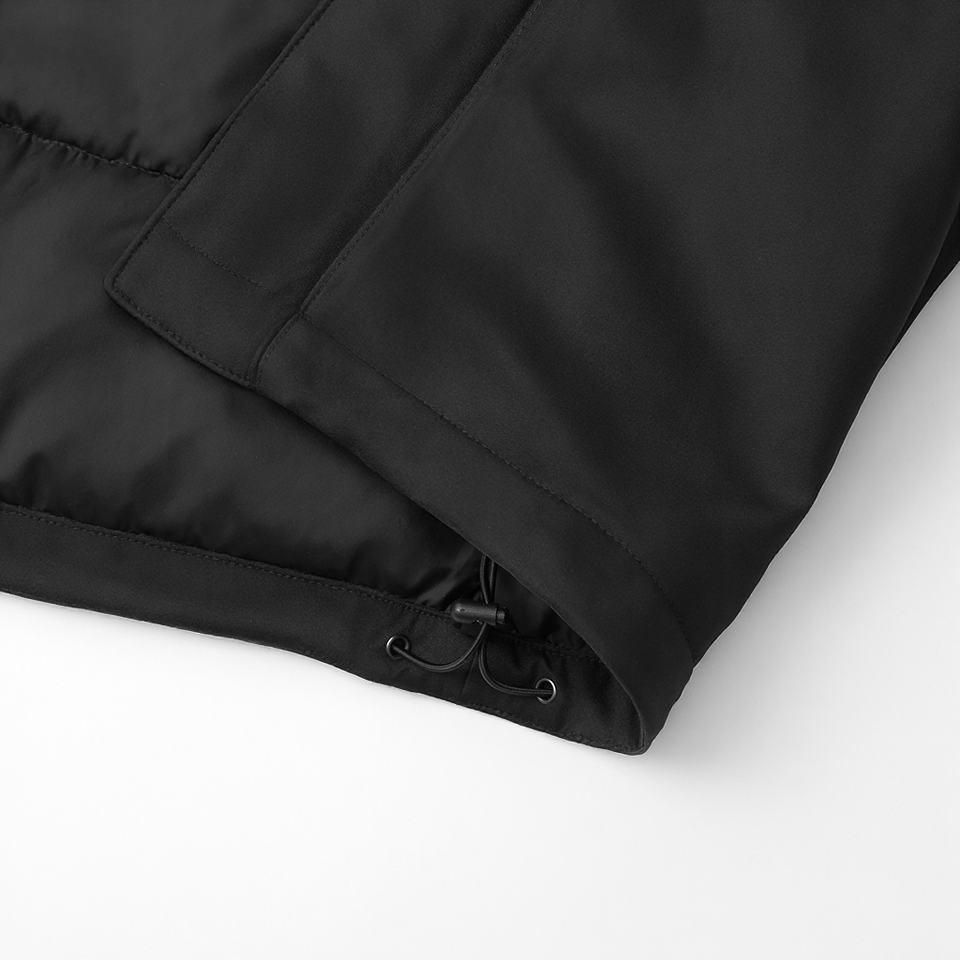 하프 패딩 커스텀 제작, 밑단 스트링 조절로 핏과 사이즈를 상황에 맞게 조절 가능