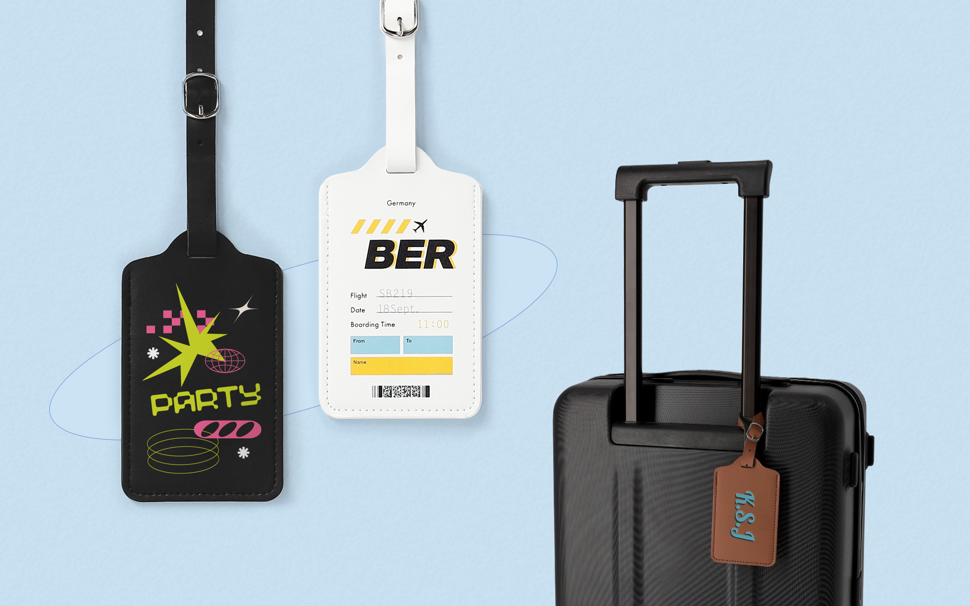 튼튼한 내구성과 높은 품질으로 여행용 캐리어에 걸어도 잘 어울리며 오래 사용할 수 있는 마플 커스텀 제작 가죽 네임택