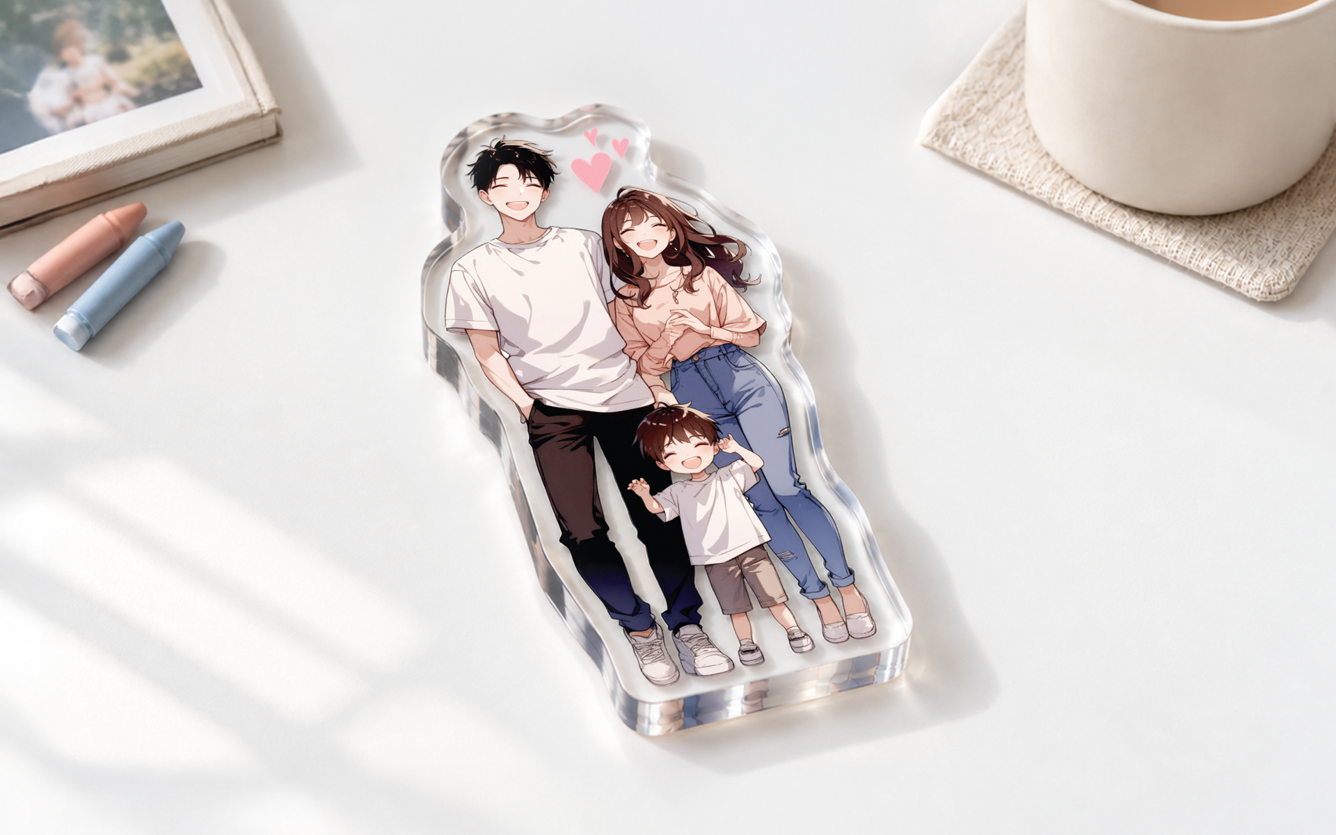 자유형 아크릴 코롯토 (8+2T)-투명하고 두께감 있는 아크릴 소재로 제작되는 커스텀 코롯토입니다. 8mm 투명 아크릴 인쇄면 위에 2mm 아크릴을 한 겹 더한 합지 방식의 커스텀 아크릴 코롯토입니다. 받침대 없이 세워둘 수 있으며, 캐릭터와 일러스트의 선명한 인쇄를 긁힘과 마찰로부터 보호해 소장용 굿즈로 제작하기 좋아요. 커스텀 제작 상품, 마플