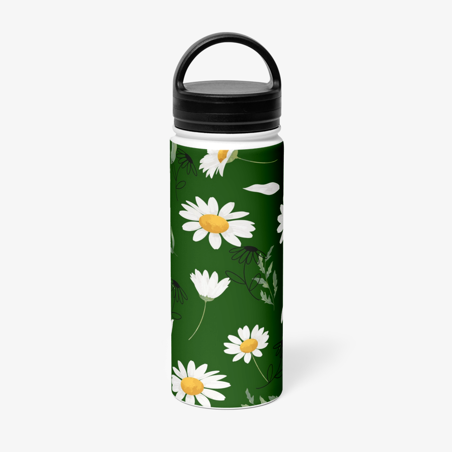 보라비디자인 초록색 배경 데이지꽃 패턴 텀블러 ㅣ 마플샵, image size:900x900