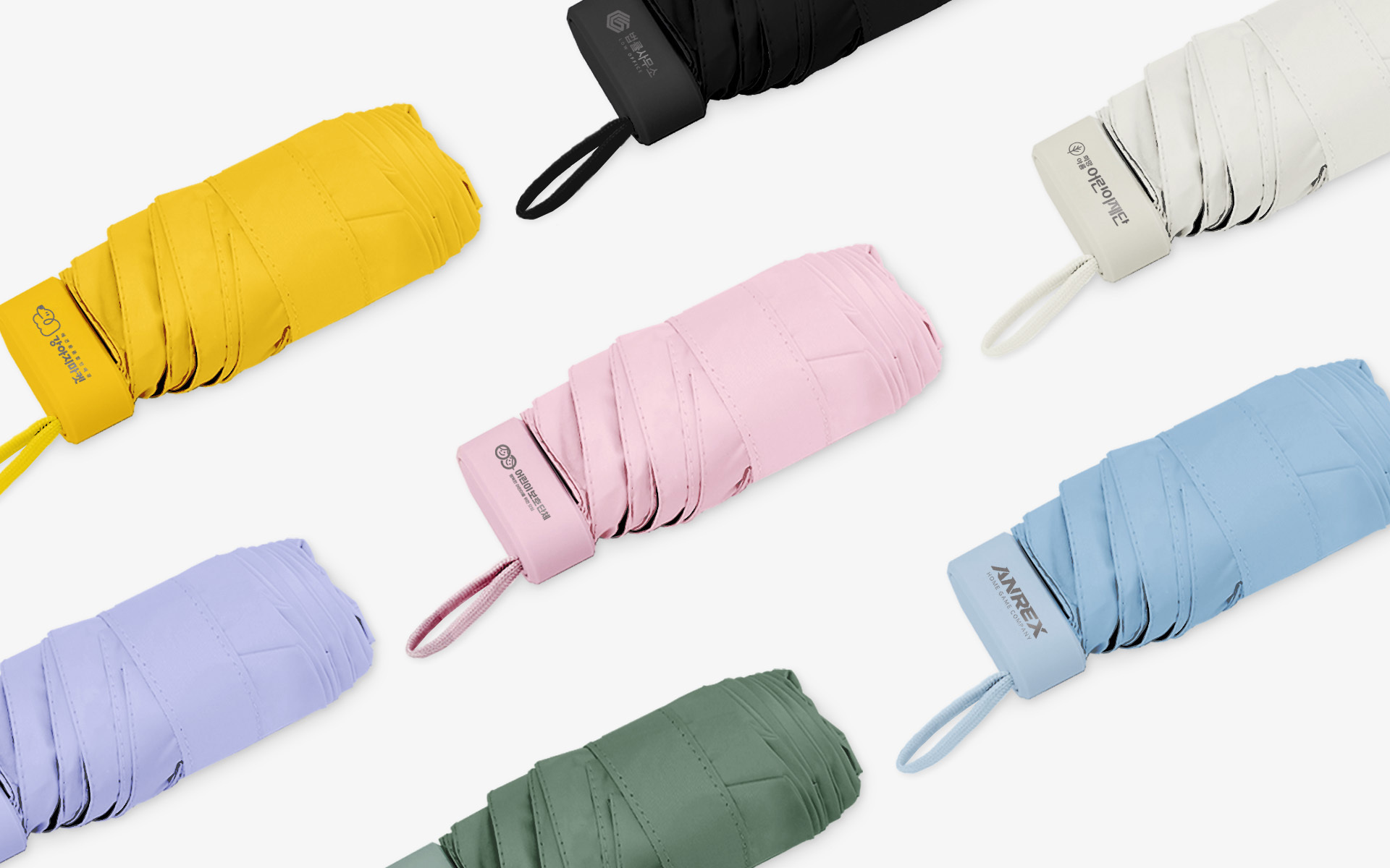 다양한 파스텔 컬러로 제작된 5단 양우산, 로고 인쇄가 가능한 휴대용 커스텀 미니 우산 제작용 아이템