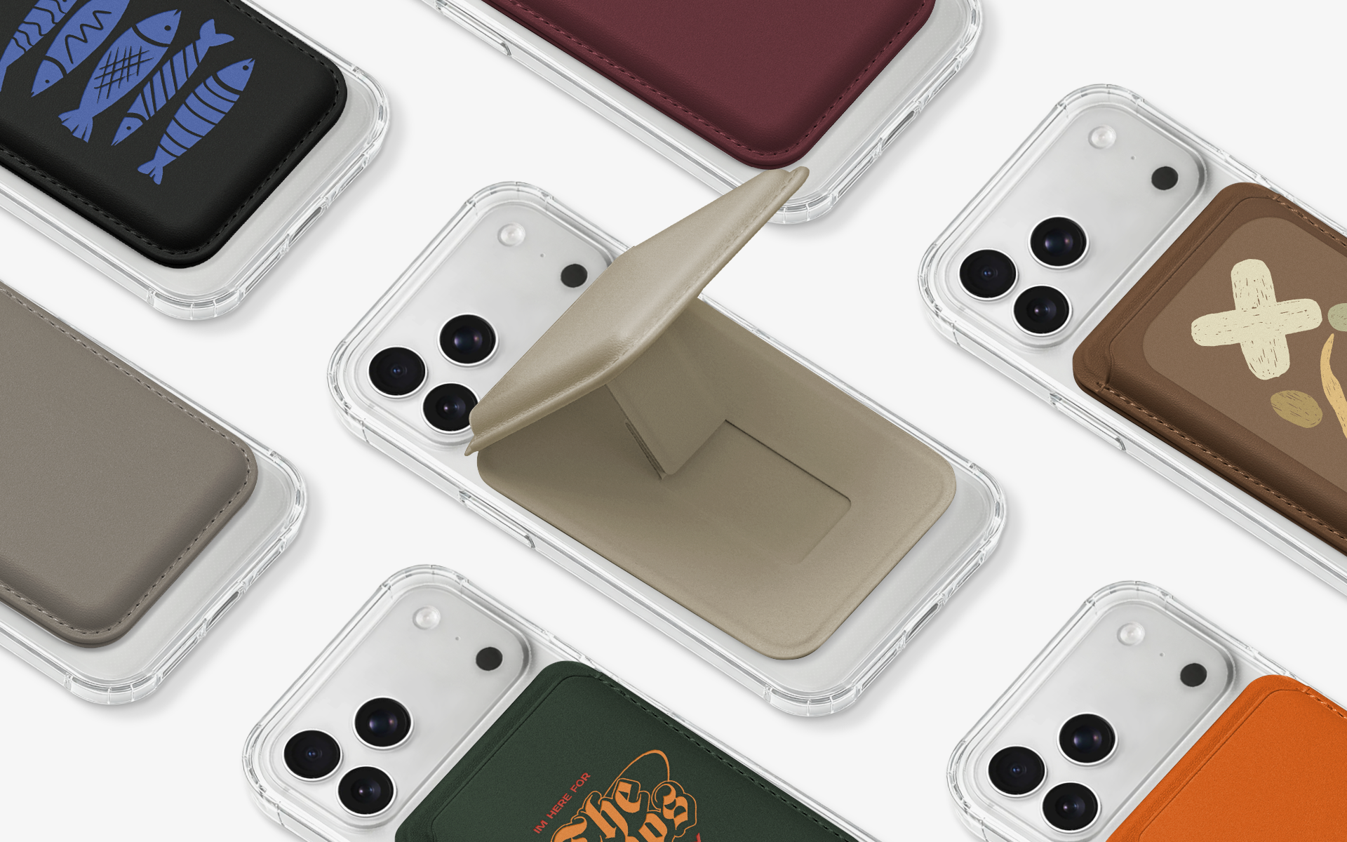 맥세이프 스탠드 가죽 카드지갑-펼쳐서 거치대로 활용할 수 있는 맥세이프 카드지갑입니다. 맥세이프 스탠드 가죽 카드지갑, 강력한 N52 자석으로 안정감 있게 부착되고 펼치면 스탠드로도 활용할 수 있어요. 부드러운 PU 가죽 질감이 손에 감기듯 편안하며, 문구·일러스트·직접 그린 그림 등 원하는 어떤 디자인이든 자유롭게 커스텀할 수 있어요. 커스텀 제작 상품, 마플