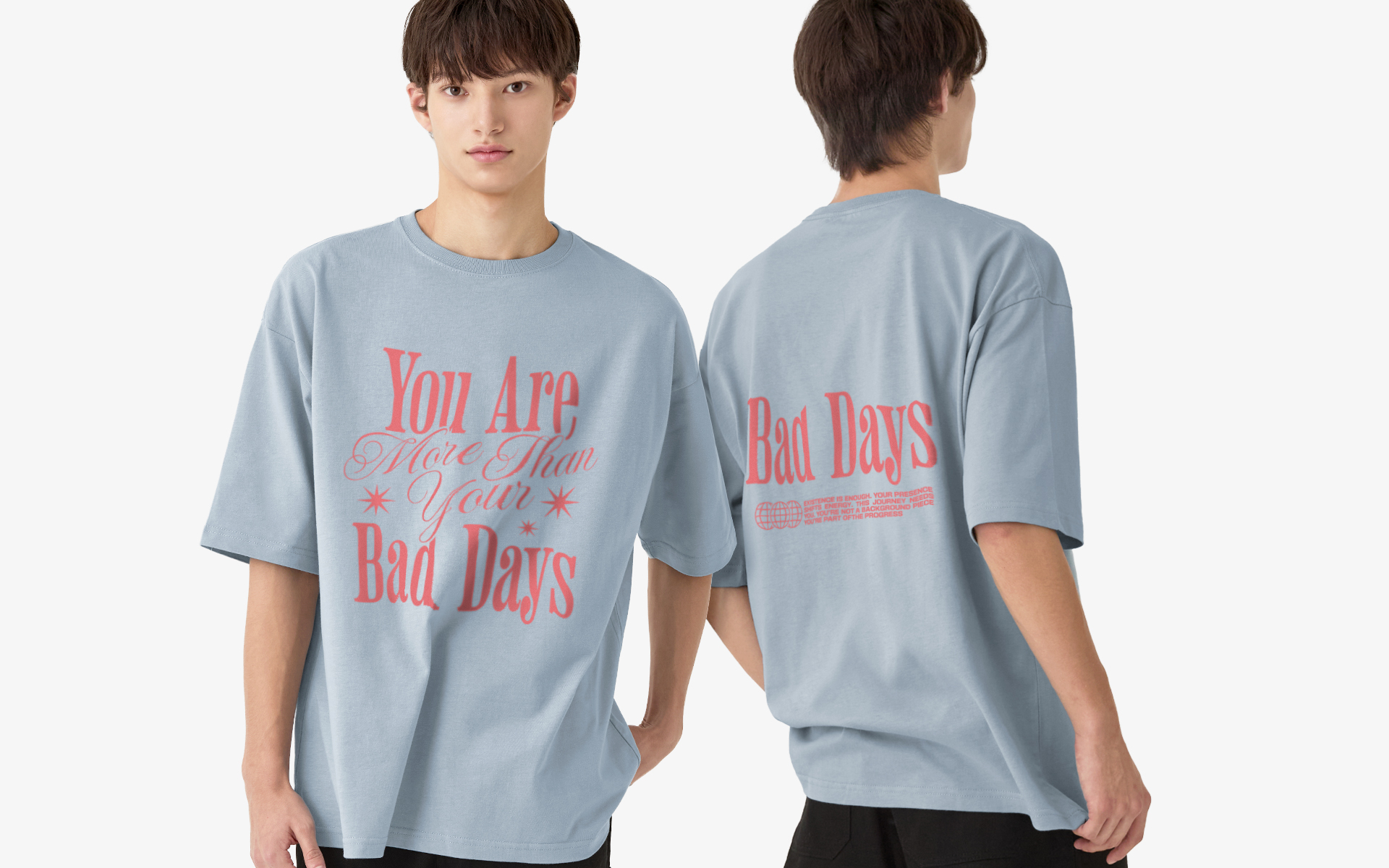 5508-01 오버핏 티셔츠 커스텀 제작 나만의 디자인 이미지 타이포그래피 그래픽 티셔츠 커플티 착용