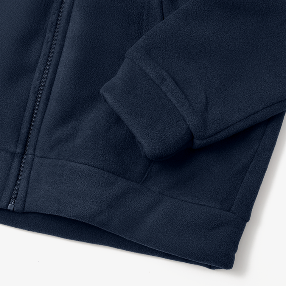 베이직 본딩 후드집업 (기모) 커스텀 제작, 깔끔하게 마감된 끝단 디테일로 안정적인 실루엣을 연출하는 마감 구조