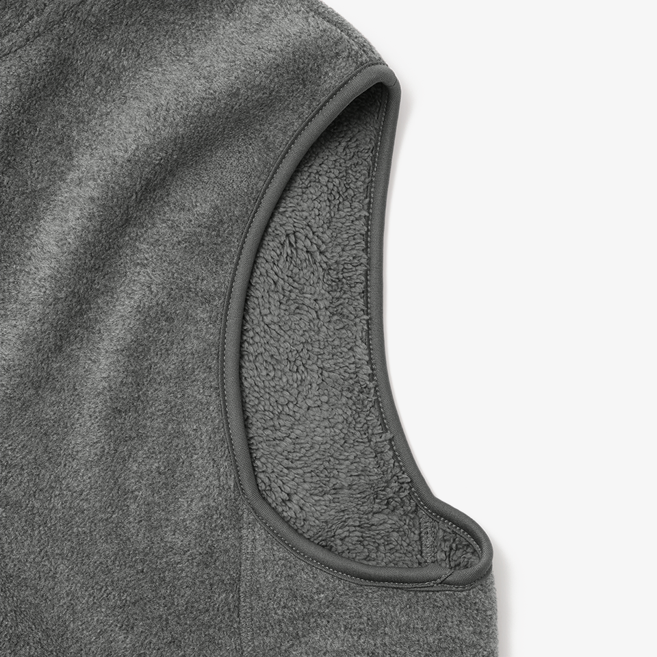 베이직 본딩 후리스 조끼(기모) 커스텀 제작, 바인딩 마감으로 끝단 늘어짐 최소화