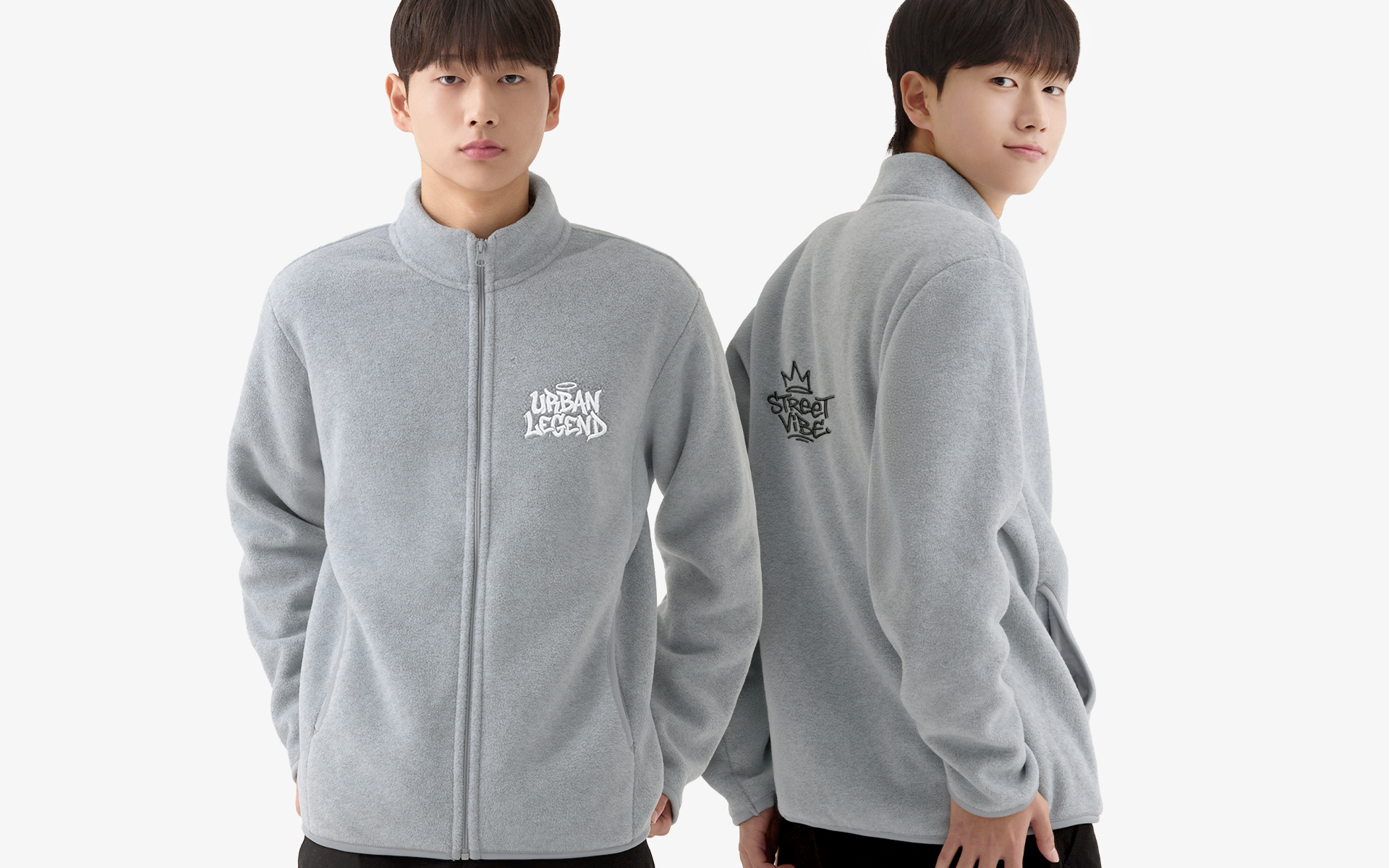 베이직 본딩 후리스(기모) 커스텀 제작, 로고와 슬로건을 섬세한 자수 디테일로 표현해 고급스럽고 완성도 높은 맞춤 단체복