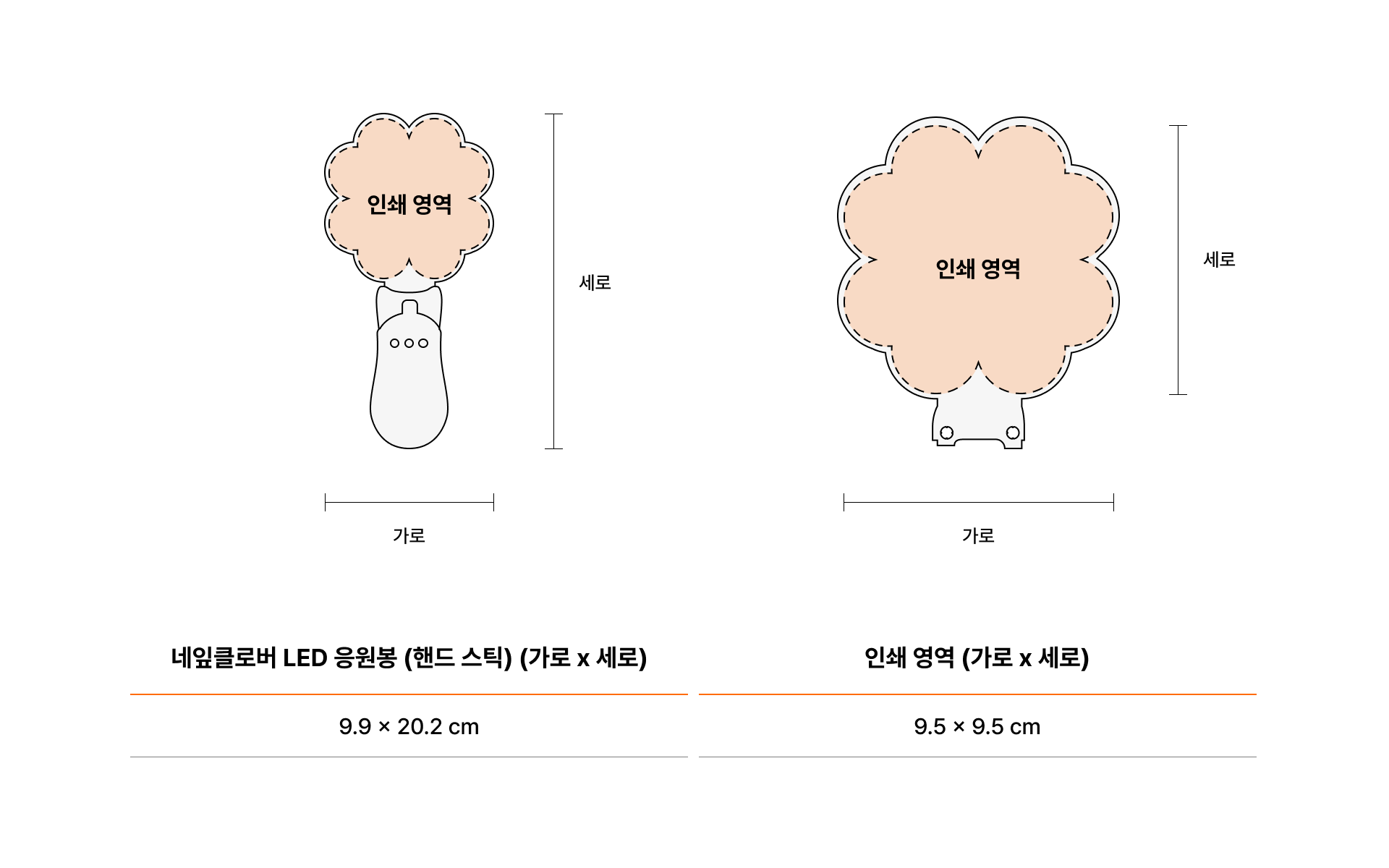 네잎클로버 LED 응원봉 (핸드 스틱)-9가지 LED 라이트 컬러로 변경 가능한 응원봉이에요.   내 가수 위한 응원봉 만들기! 팬, 브랜드 프로모션 굿즈에 적합한 LED 응원봉. 9가지 컬러 LED 라이트로 실내 공연장, 야간 야구 커스텀 제작 상품, 마플