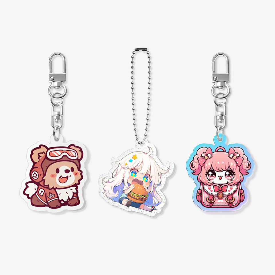 투명·글리터·오로라 3가지 소재로 제작 가능한 NFC 커스텀 아크릴 키링