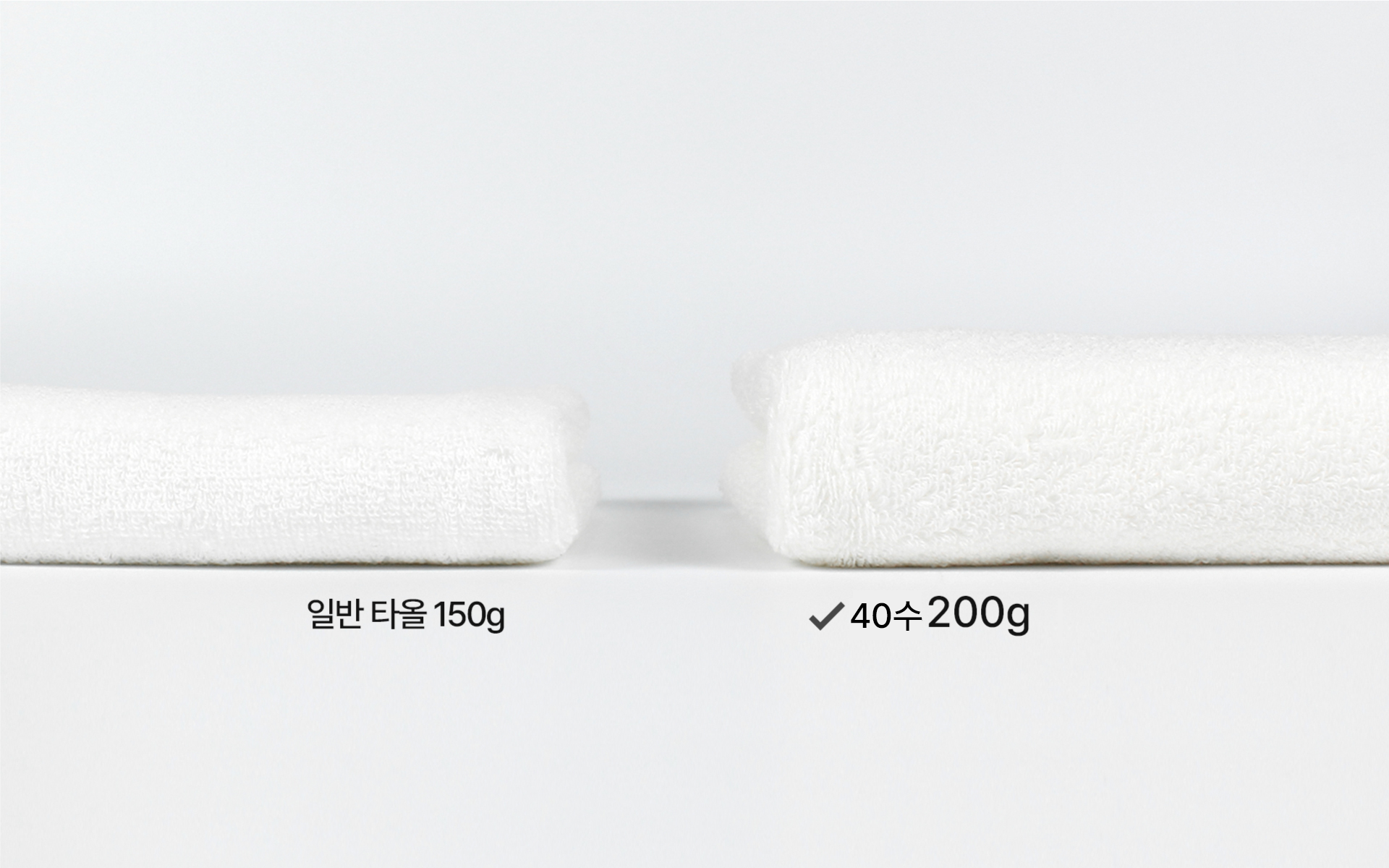 마플 자수타올 40수 200 커스텀 제작, 일반 타올과 프리미엄 200g 타올 비교