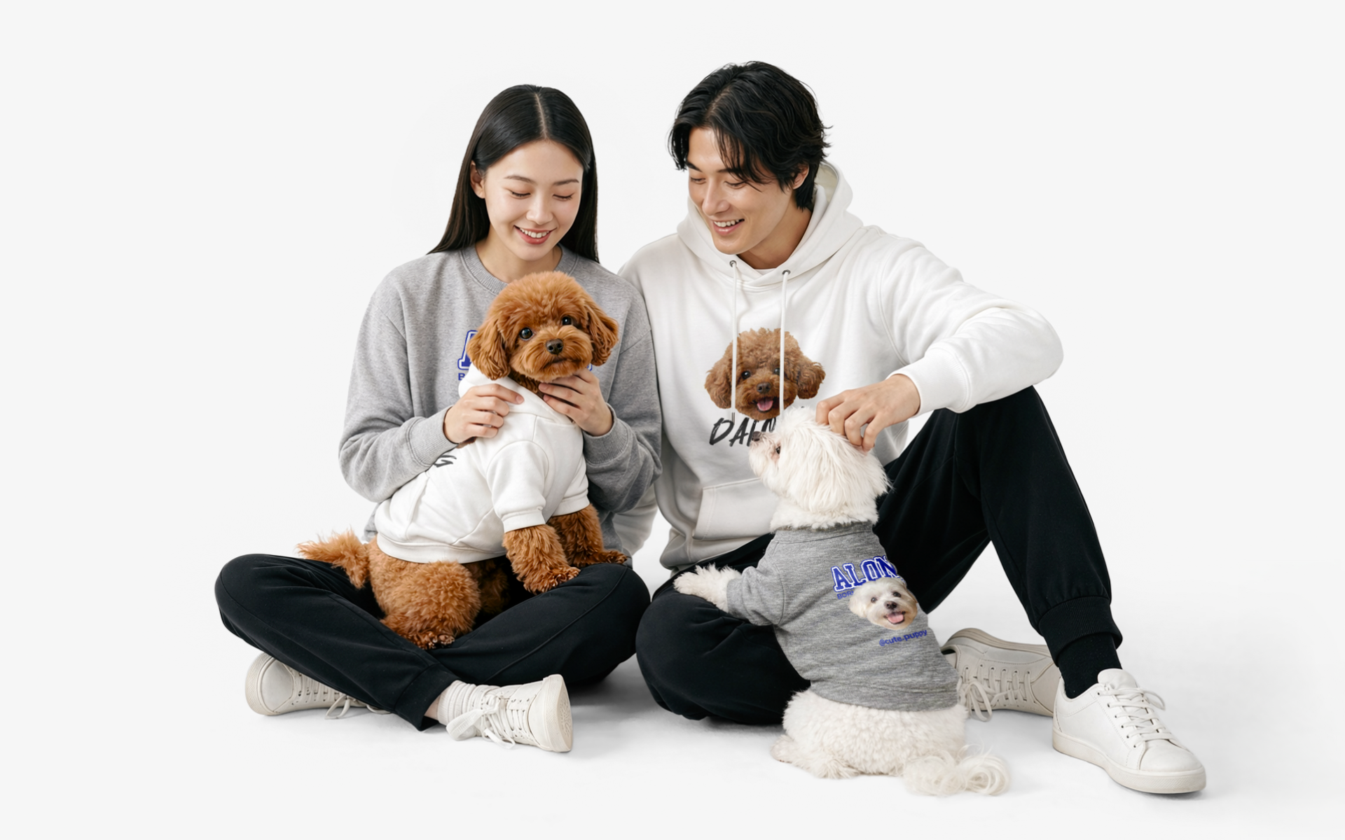 가족과 반려견이 함께하는 커스텀 패밀리룩 의류