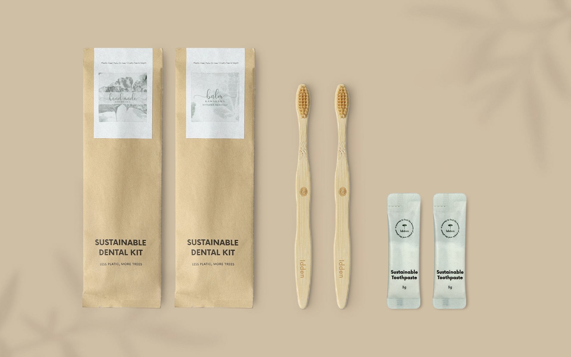 식물성 성분으로 채운 비건 양치 세트, 제로플라스틱 디자인으로 건강과 환경을 모두 생각한 친환경 키트. 브랜드 로고 인쇄로 지속 가능한 홍보용 선물로 활용해 보세요.