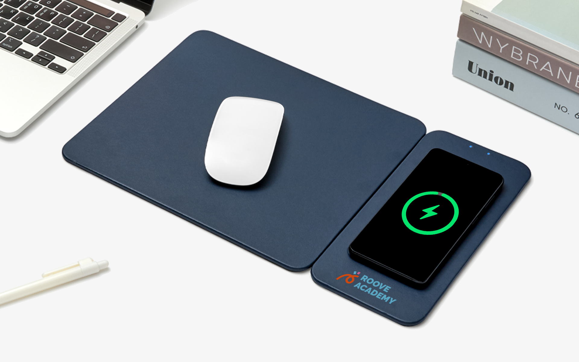 무선 충전 분리형 마우스 패드 제작, 가죽 소재와 15W 고속 충전을 결합한 분리형 디자인 데스크 아이템