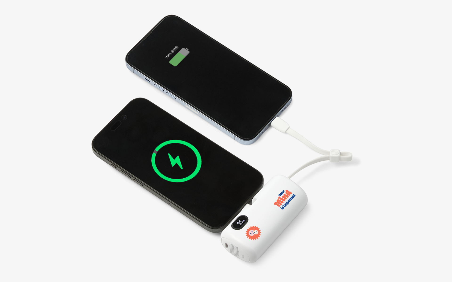도킹형 보조배터리 제작, C타입 단자와 케이블 내장으로 스마트폰·무선 이어폰 두 기기를 동시에 충전 가능한 실용적인 휴대용 도킹형 보조배터리