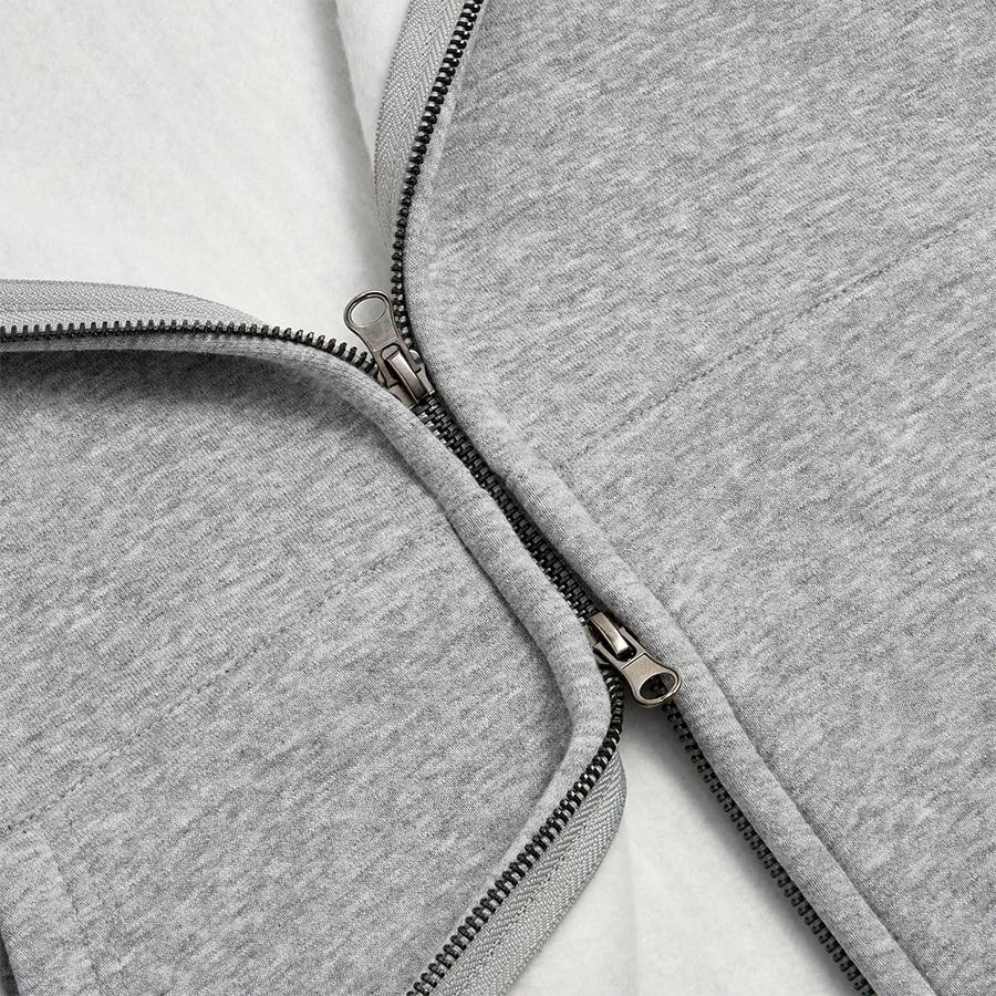 기모 쭈리 오버핏 2WAY 후드집업 투웨이 지퍼 디테일, 양방향으로 열리는 지퍼로 다양한 스타일 연출 가능