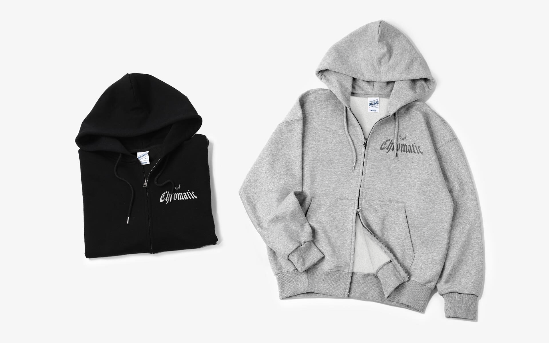 기모 쭈리 오버핏 2WAY 후드집업 제작, 블랙과 그레이 컬러 지퍼 후드티, 로고 프린트 맞춤 디자인, 단체복·이벤트용 맞춤 후디