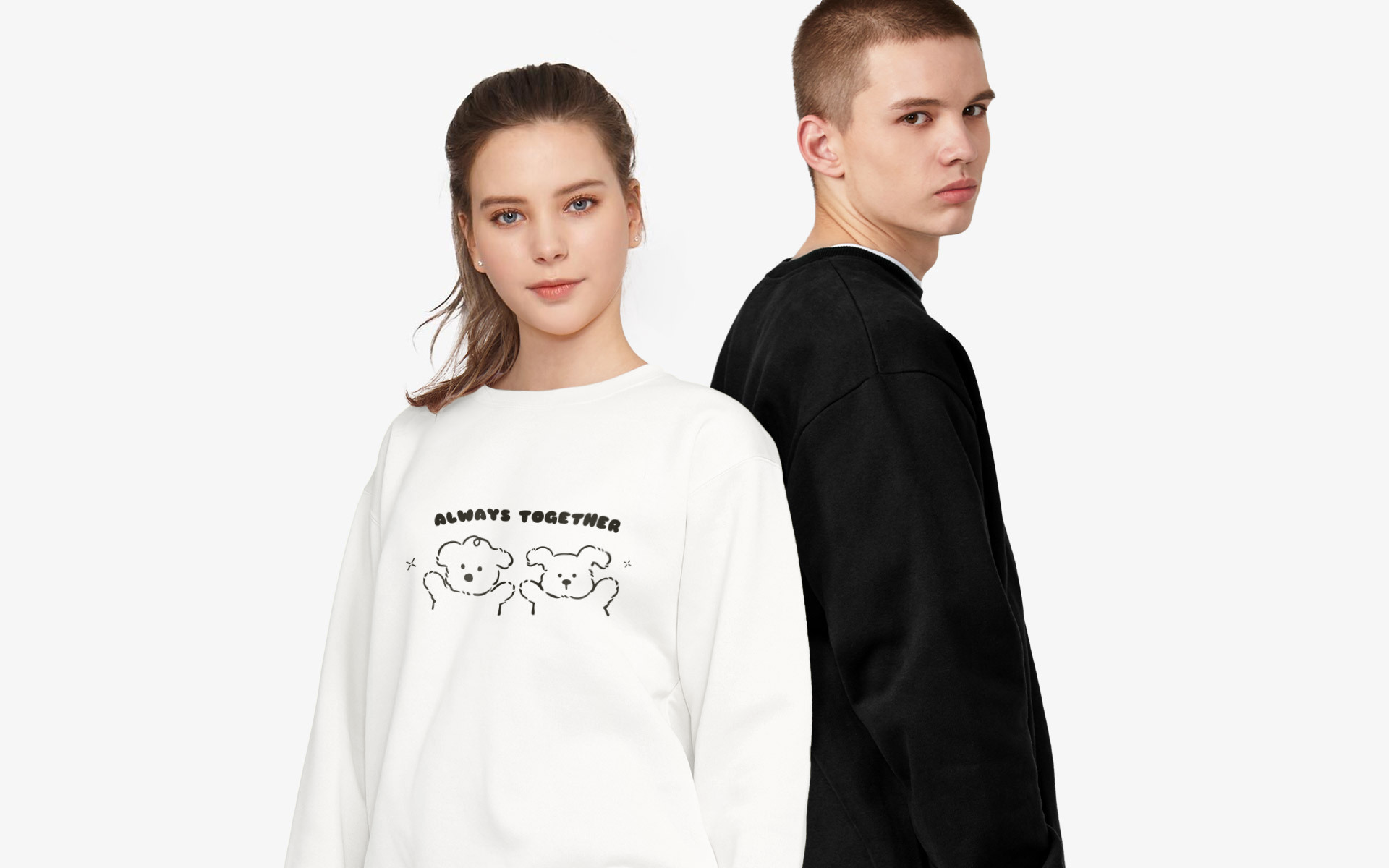 비캔버스 특양면 오버핏 맨투맨 커스텀 제작 반려동물 캐릭터 프린팅