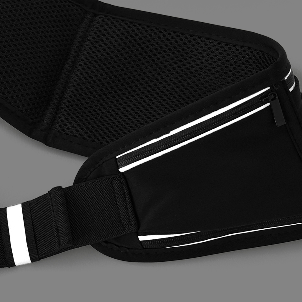 러닝 벨트 커스텀 제작, 야간 러닝 시 안전성을 높여주는 재귀 반사 포인트 디테일