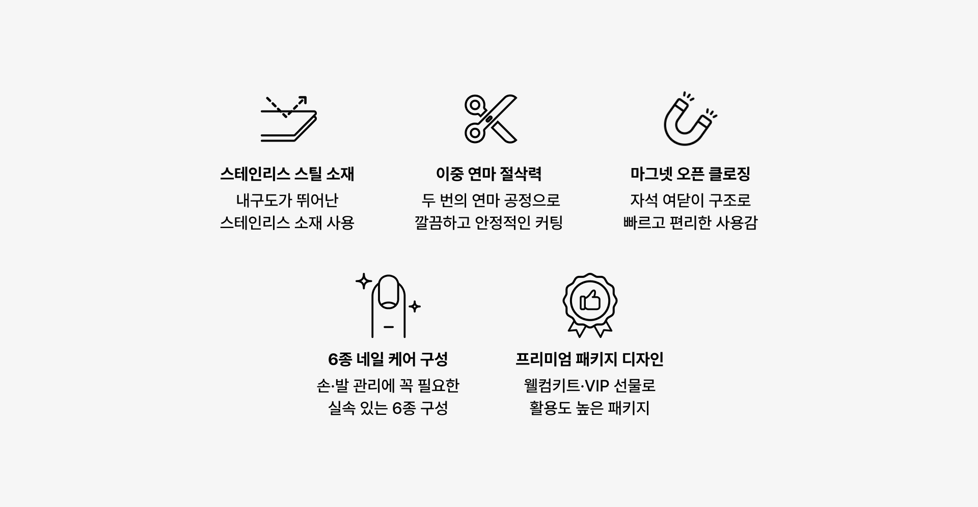 손톱과 미용을 위한 필수 도구들을 하나에 담은 실용적인 판촉물  손톱깎이 6종 세트