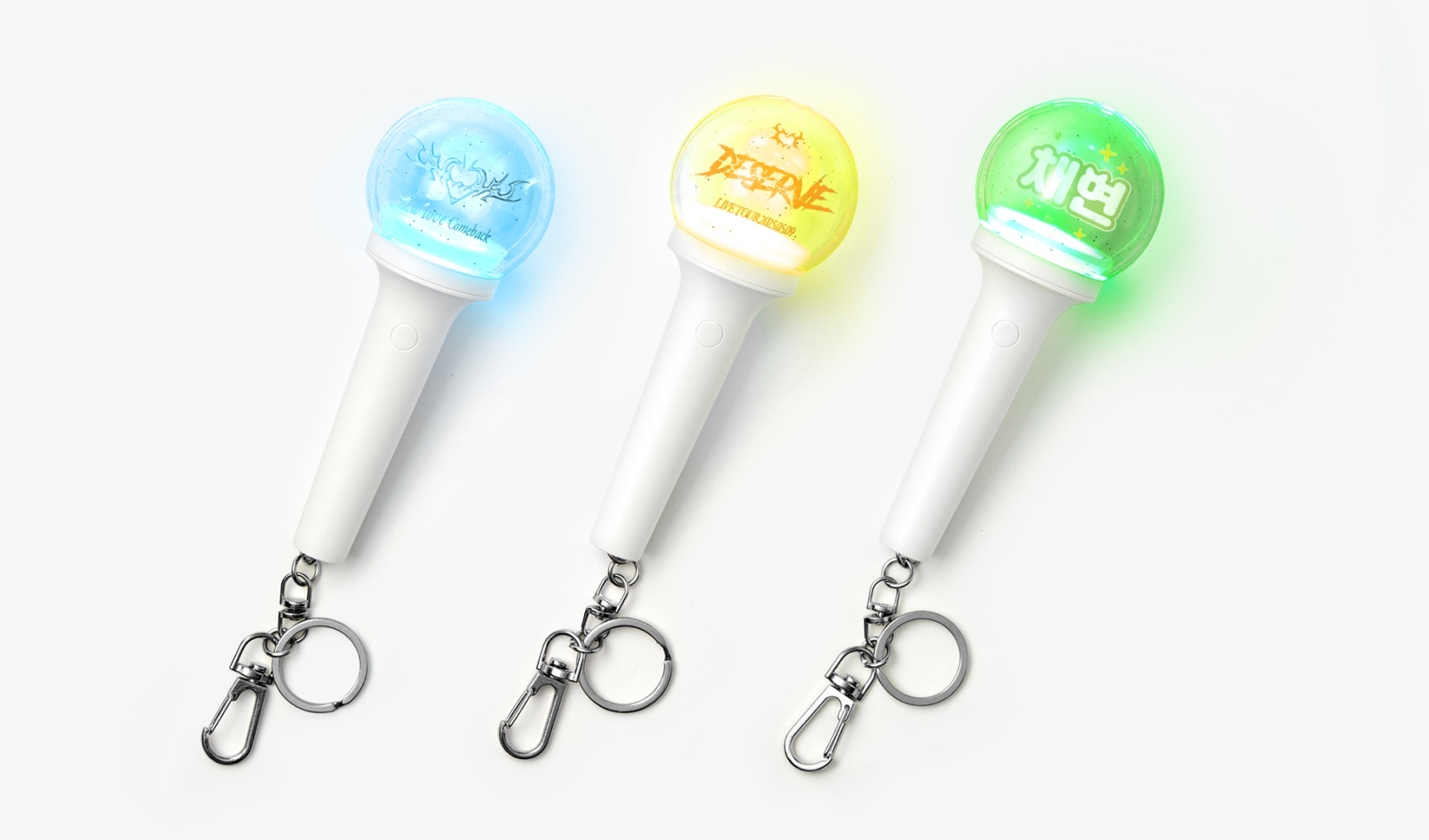 마플 LED 응원봉 키링, 아크릴 풀 컬러 인쇄, 지름 4.7cm·높이 12.3cm, 7가지 LED 컬러, 1개부터 제작 가능