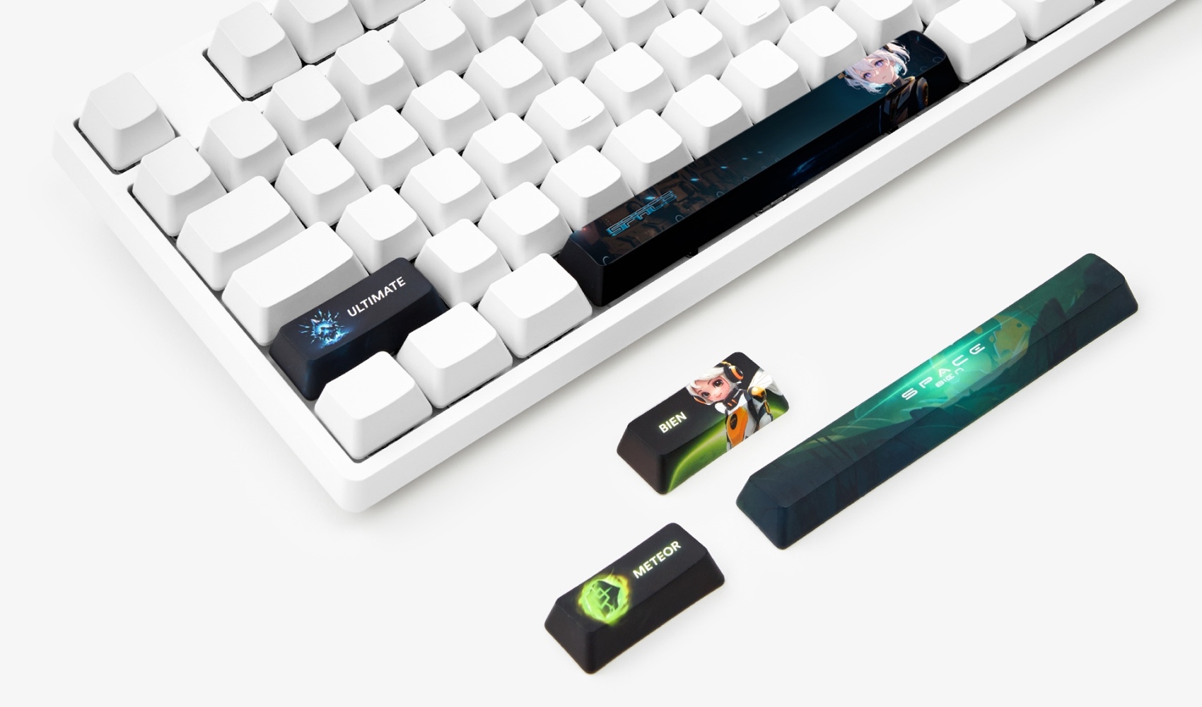 마플 커스텀 포인트 키캡 Space Bar·Left Shift·Enter PBT 소재 게임 캐릭터 풀 컬러 인쇄 3종 제품 이미지