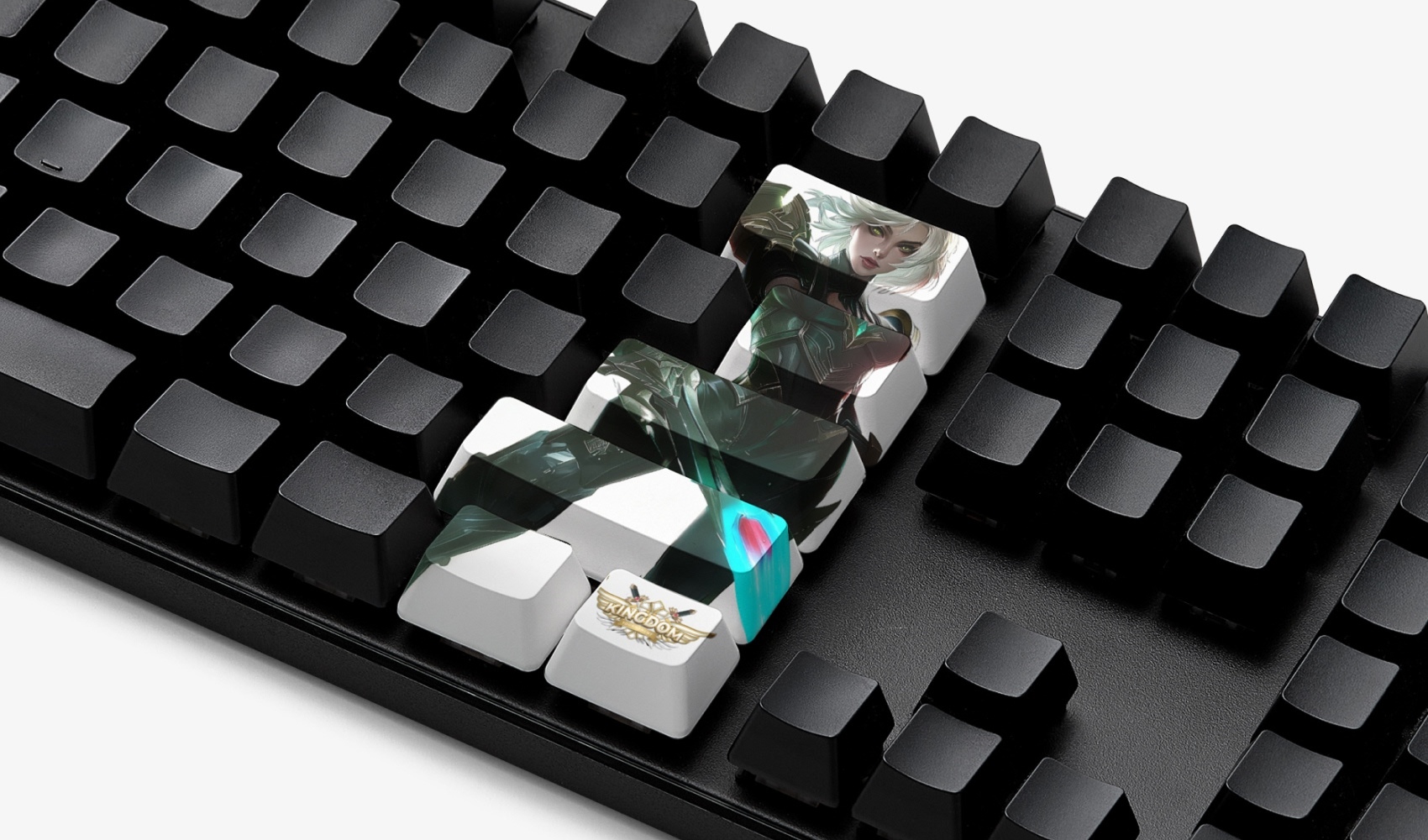 마플 커스텀 포인트 키캡 Space Bar 다양한 컬러 배경에 캐릭터 일러스트 풀 컬러 인쇄 활용 예시